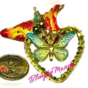 Stunning green butterfly -artisan made pendant -large